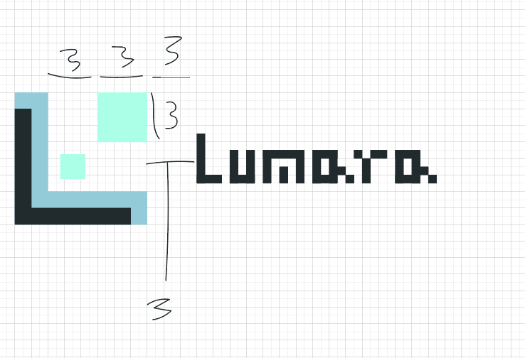 Spacing annotations on the sideways mark