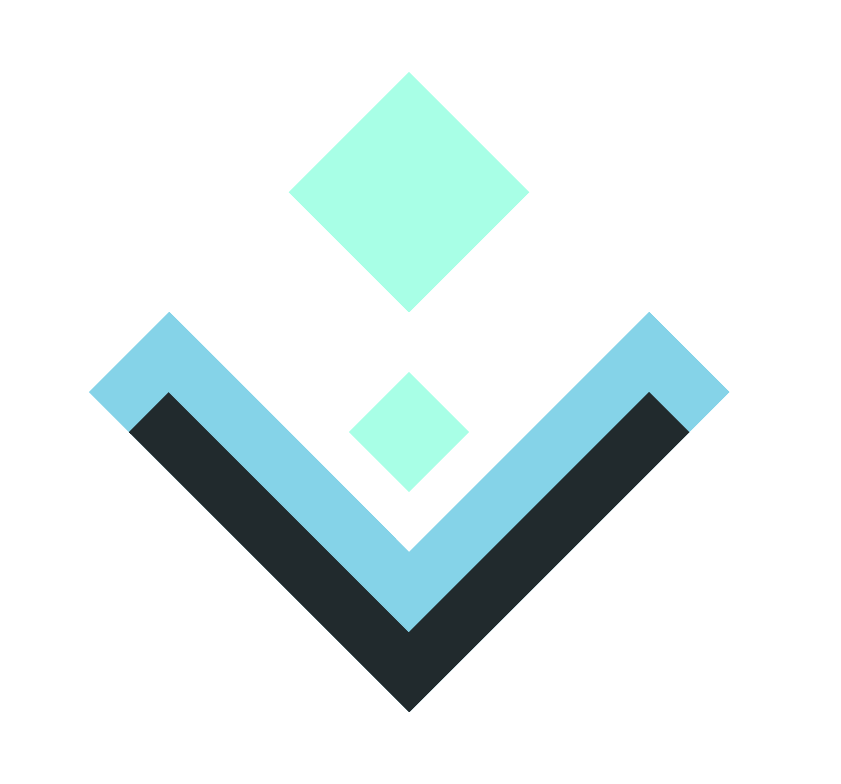 Final mark, mint diamond over the blue and dark chevron