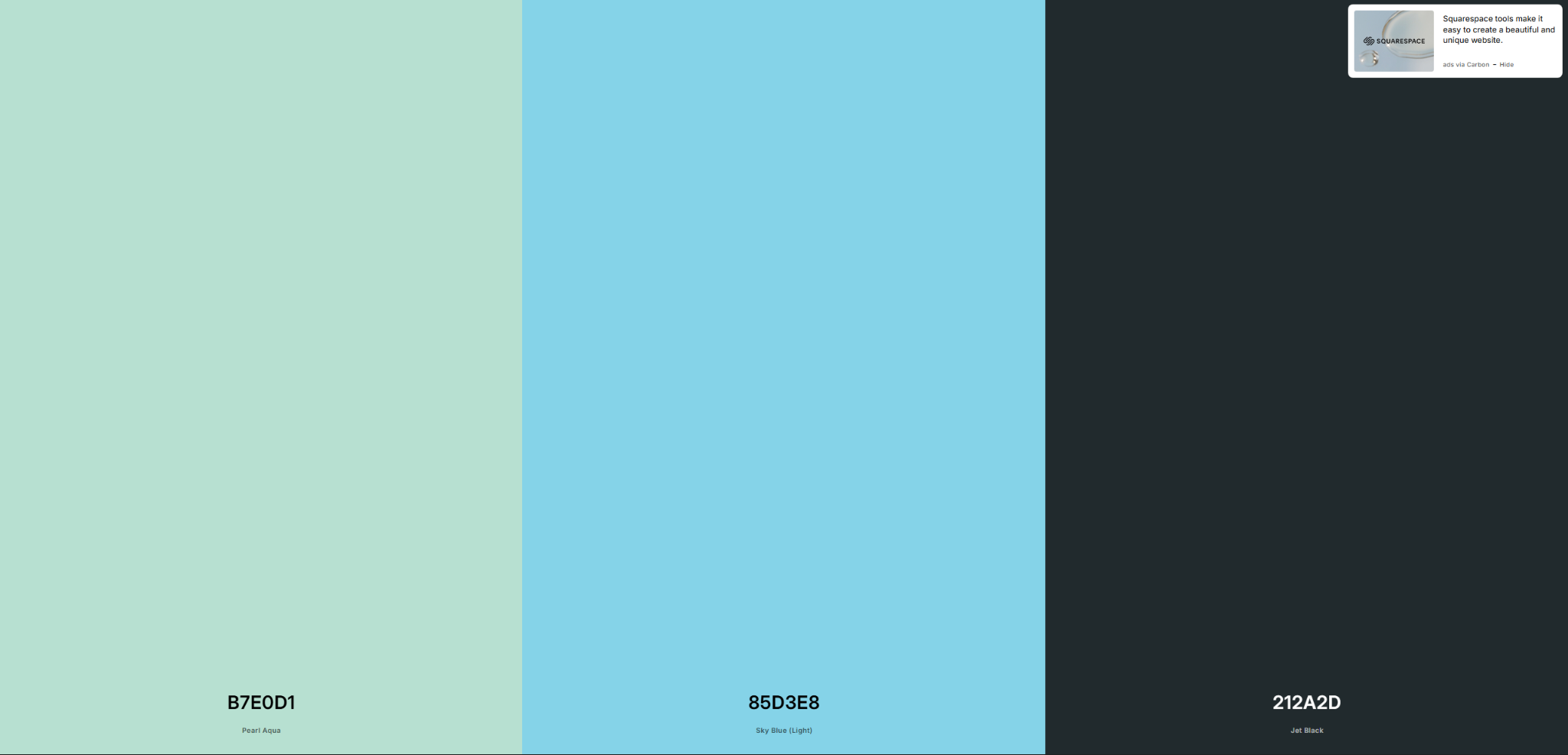 Three-color palette, pale mint, sky blue, near-black