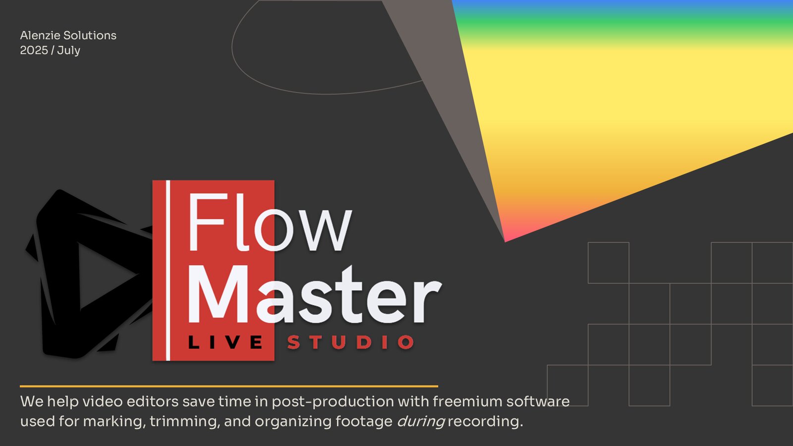 Flowmaster pitch deck, slide 1 of 10